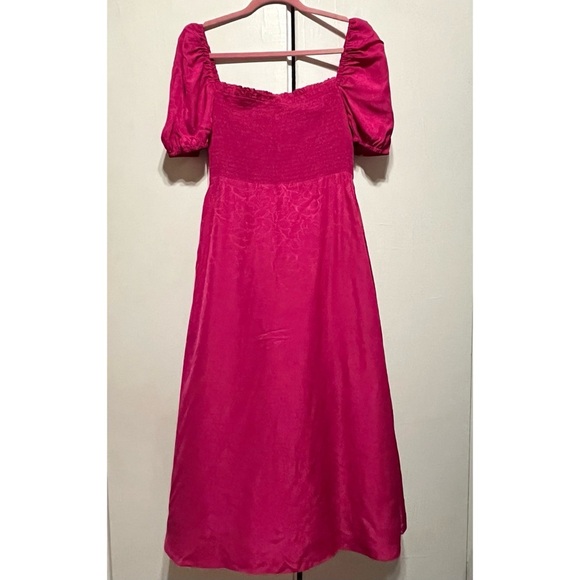 Ba&sh Sasha Smocked Dress in Fuchsia, Medium - Picture 7 of 16